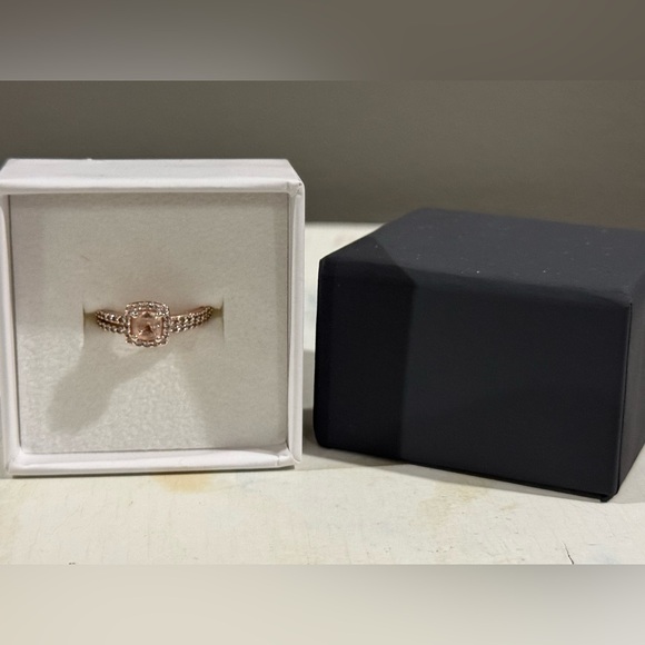 Modern Bride Genuine Pink Morganite 18K Rose Gold Over Silver Bridal set size 7 - Picture 4 of 11